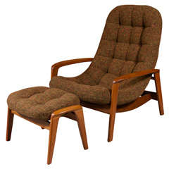 Scandinavian Danish Modern Lounge Chair & Ottoman