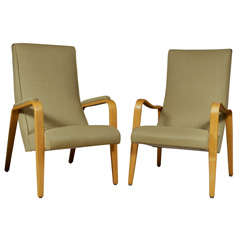 Pair Thonet High Back Bentwood Arm Chairs