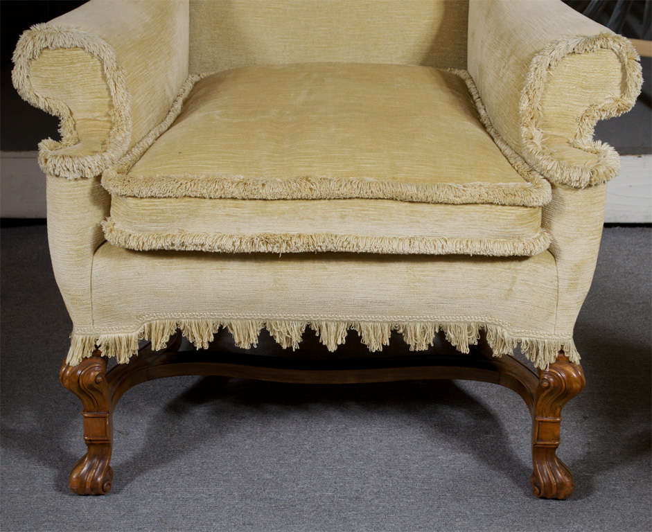 British William and Mary Revival Style Wing Chair