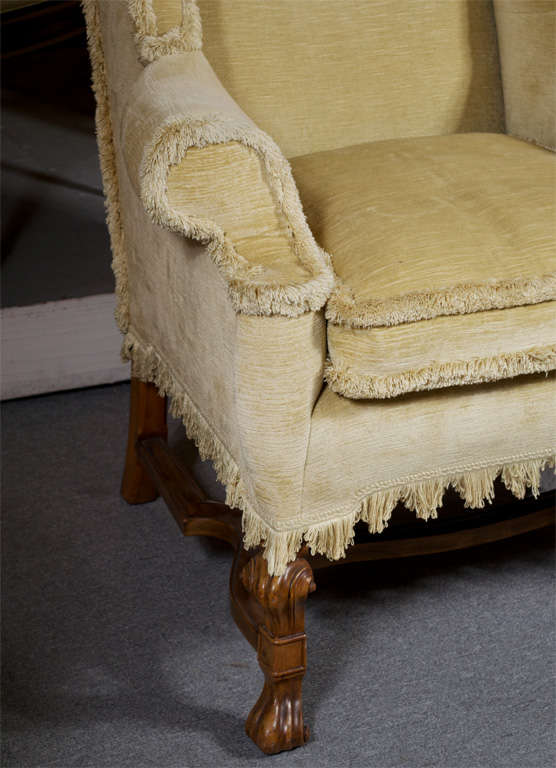 William and Mary Revival Style Wing Chair In Good Condition In San Francisco, CA