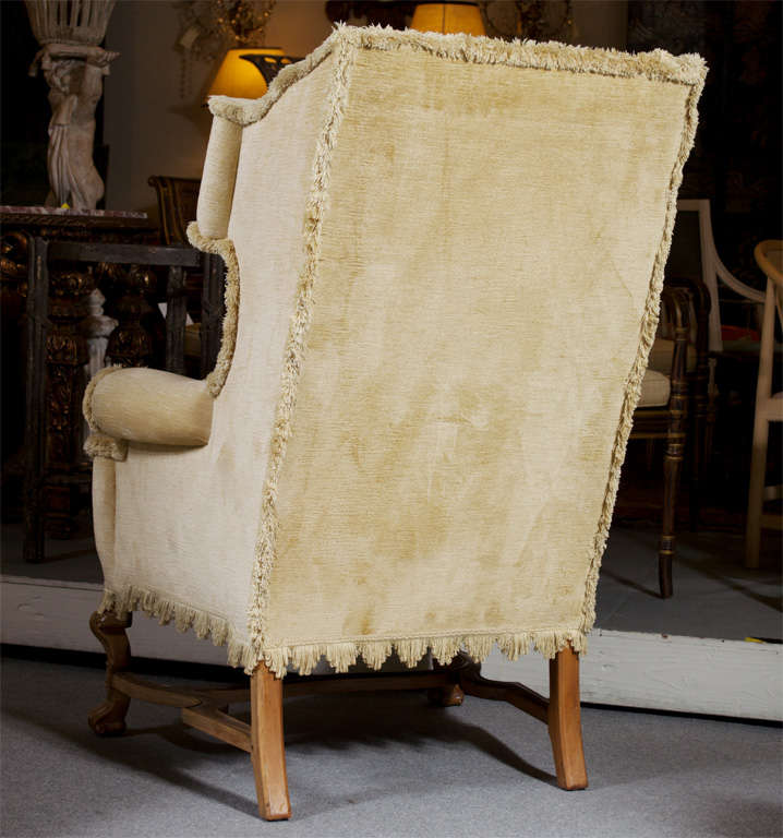 Walnut William and Mary Revival Style Wing Chair