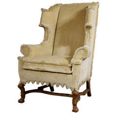 William and Mary Revival Style Wing Chair