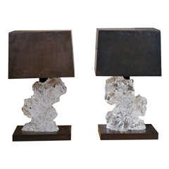 Dramatic Organic Patinated Copper 
Glass Sculpture Lamps
