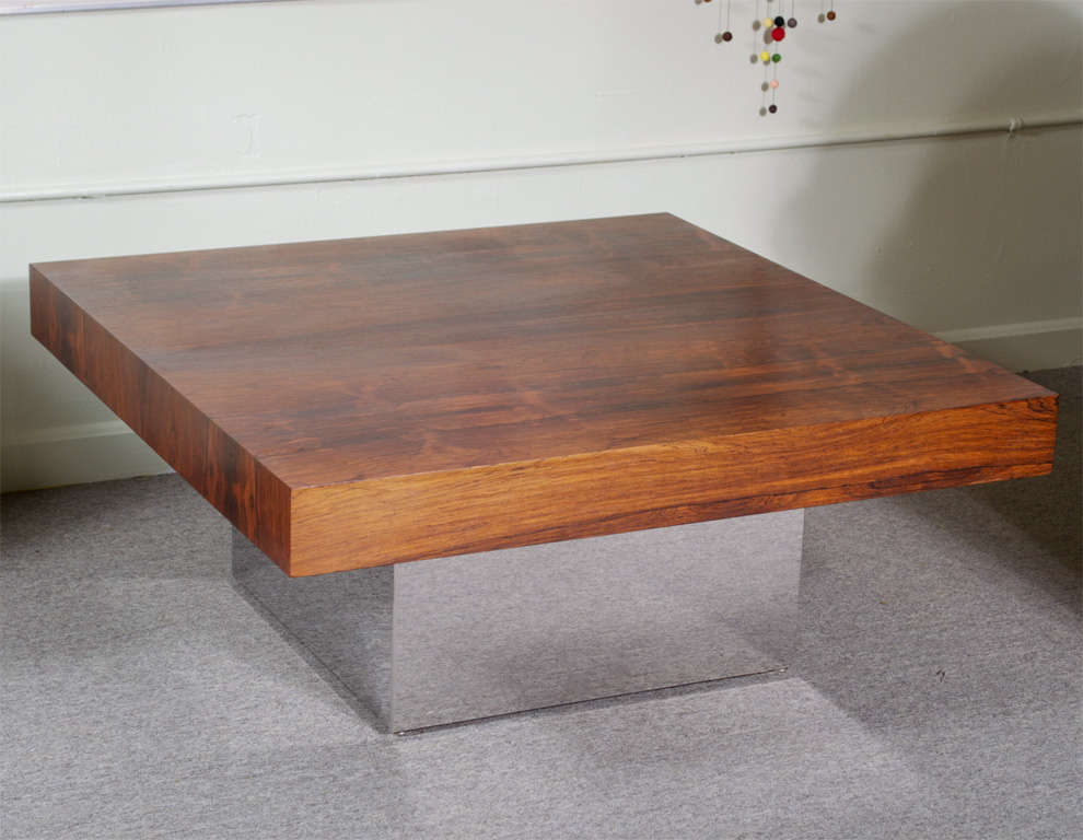 Milo Baughman Rosewood And Chrome Coffee Table At 1stdibs