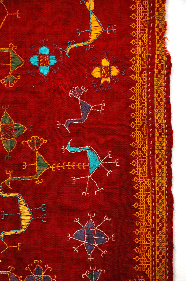 20th Century Gudjarati Indian Embroidery Wool Shawl