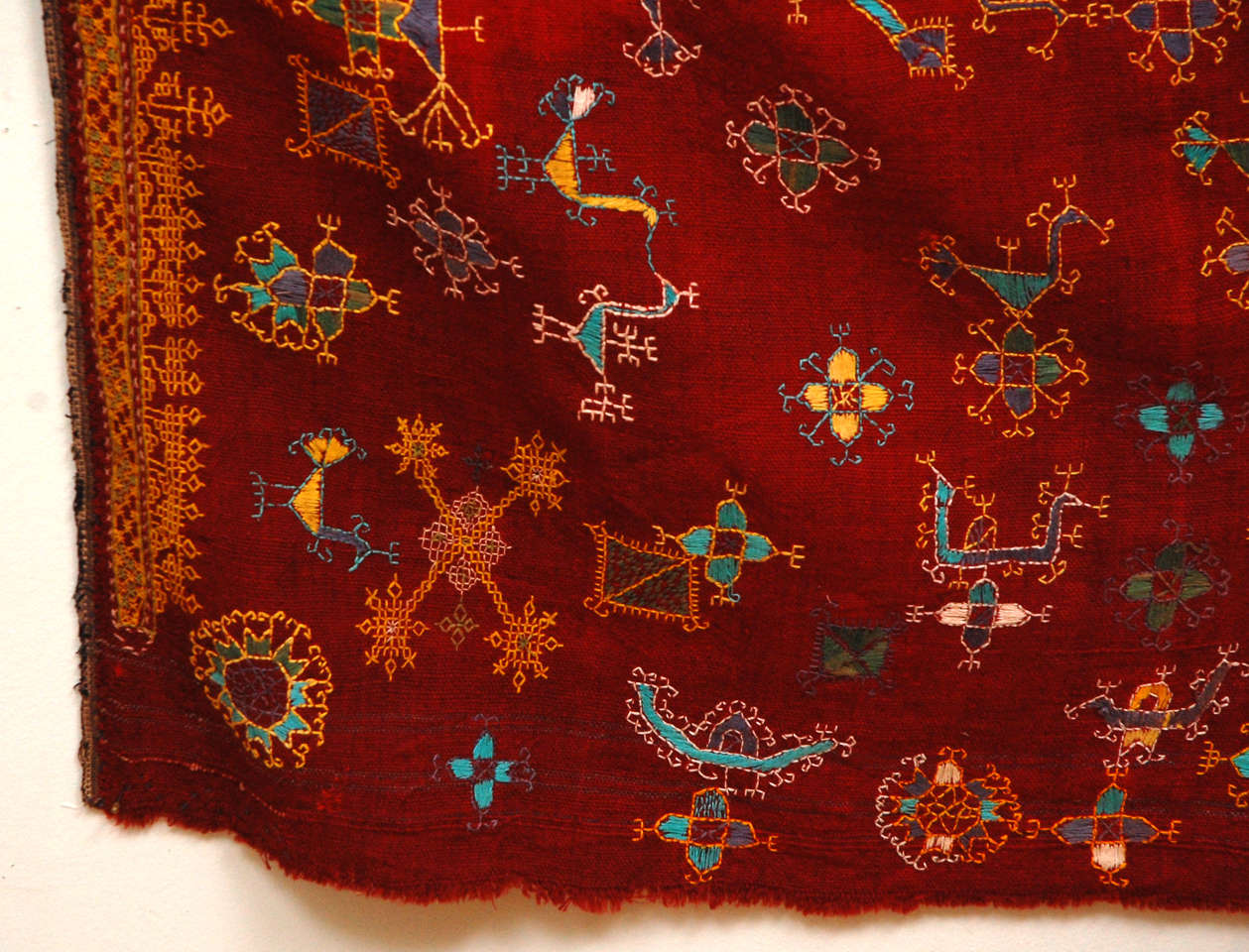 Gudjarati Indian Embroidery Wool Shawl 2
