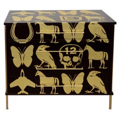 Ebonized Walnut Chest with Hand Applied DE Gold Leaf Pattern