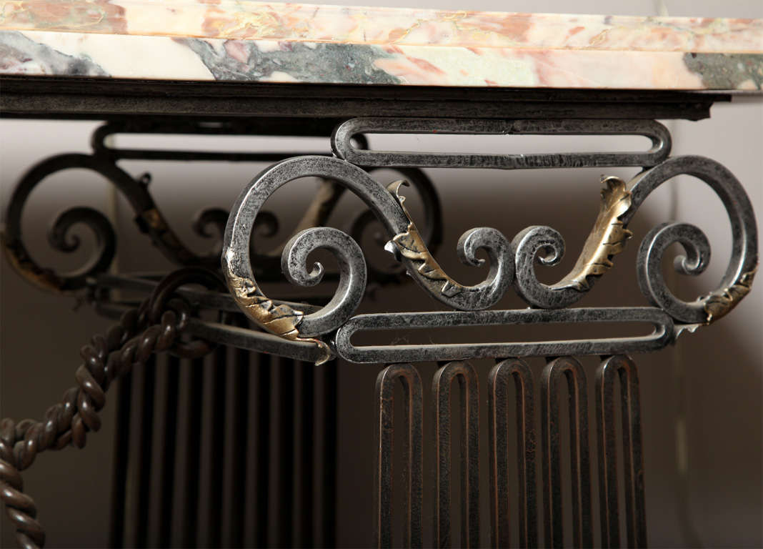 A 1960's Italian Classical Modern Iron and Marble  Console 2