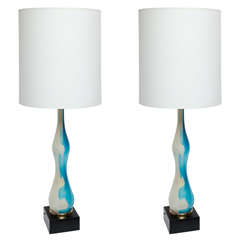 Pair of 1950s Italian Art Glass Table Lamps by Seguso 5