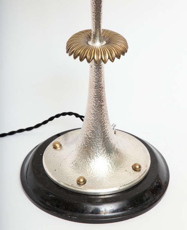 20th Century 1920s Austrian Silver and Brass Art Deco Table Lamp