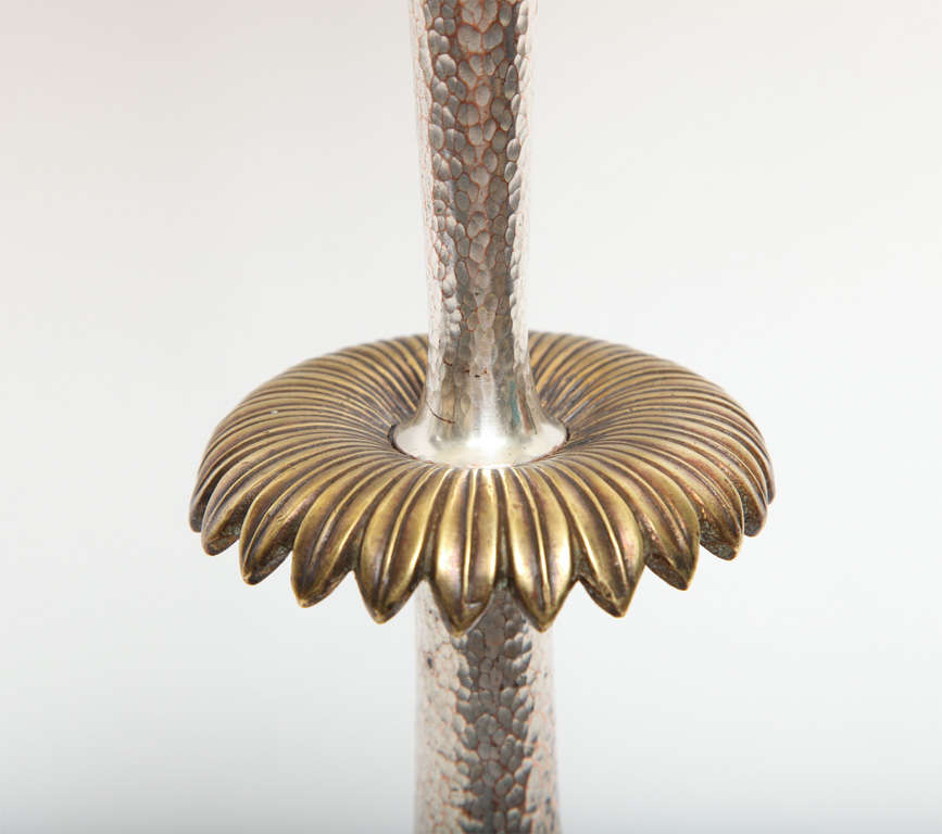 1920s Austrian Silver and Brass Art Deco Table Lamp 4