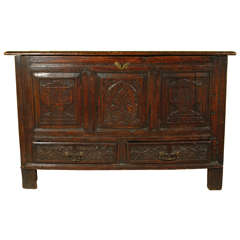 A Continental Baroque Oak Carved Chest