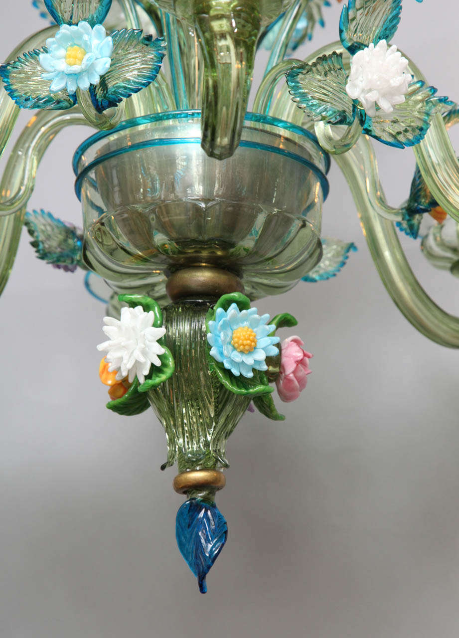 Mid-20th Century A Six Light Italian Murano Glass Chandelier