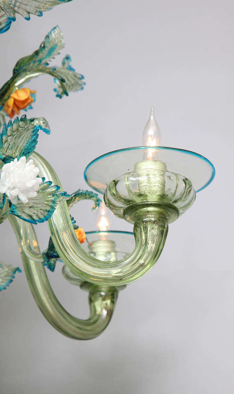 A Six Light Italian Murano Glass Chandelier 1