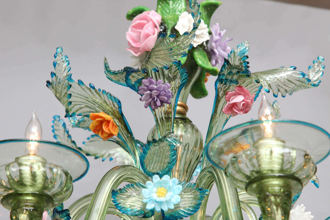 A Six Light Italian Murano Glass Chandelier 2