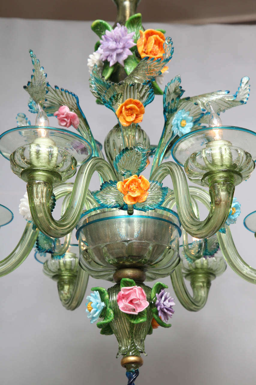 A Six Light Italian Murano Glass Chandelier 4