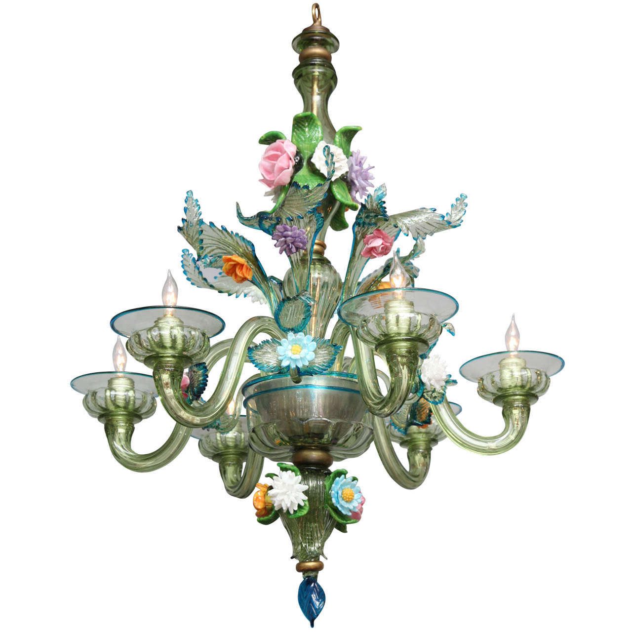 A Six Light Italian Murano Glass Chandelier