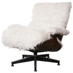 Rosewood In Faux Lambswool Covered Eames #670 Chair