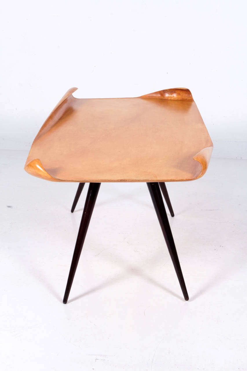 Mid-20th Century Aldo Tura / Italian Post-War Coffee table with furled edges c. 1950 For Sale