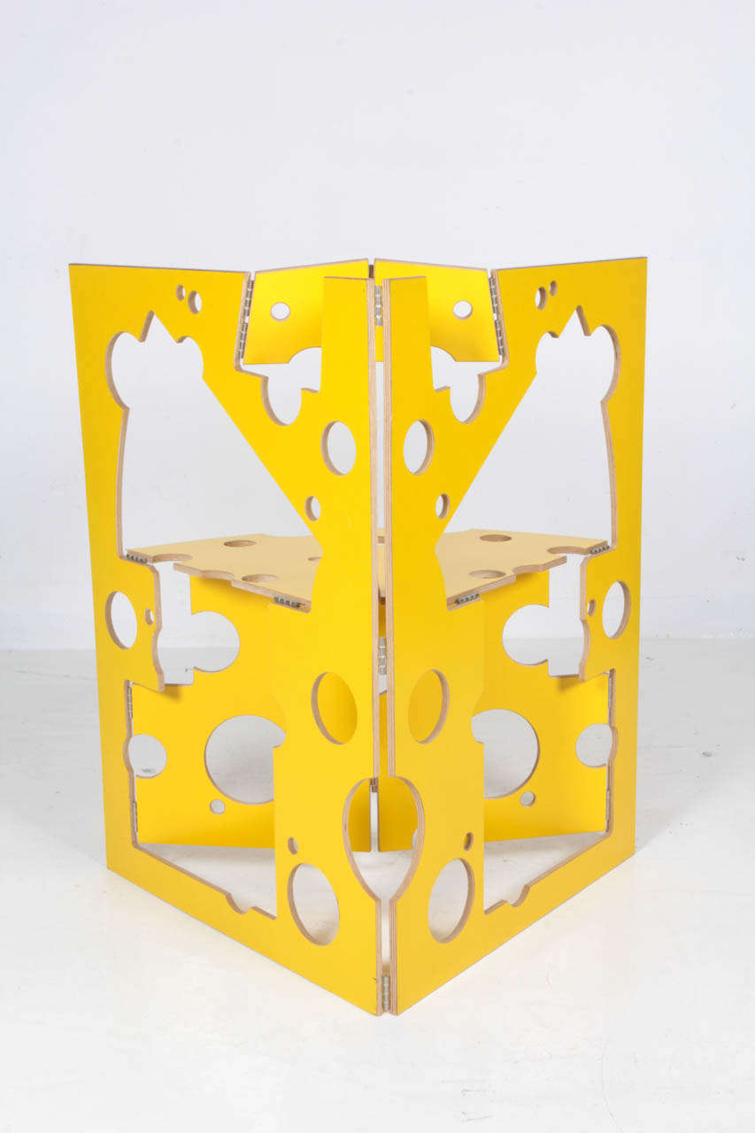 Werner Schmidt chaise pliante triangulaire « fromage suisse » « Flatstuhl » 1991 en vente 1