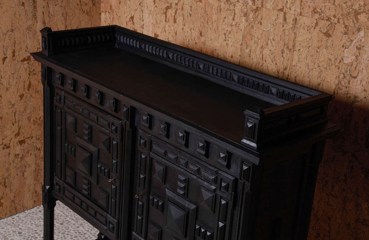 Baroque Antwerp Ebonized Oak Cabinet