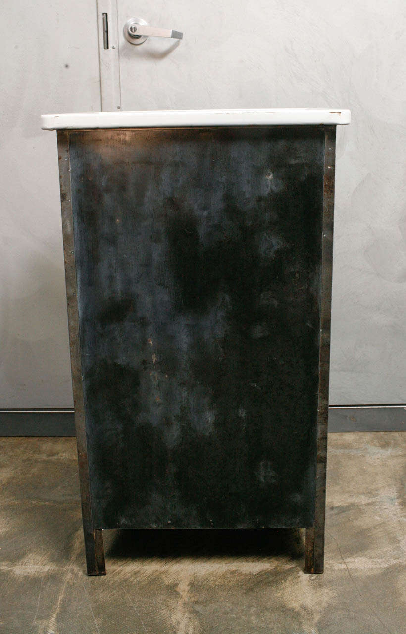 Polished Metal Cabinet with White Enamel Top 1
