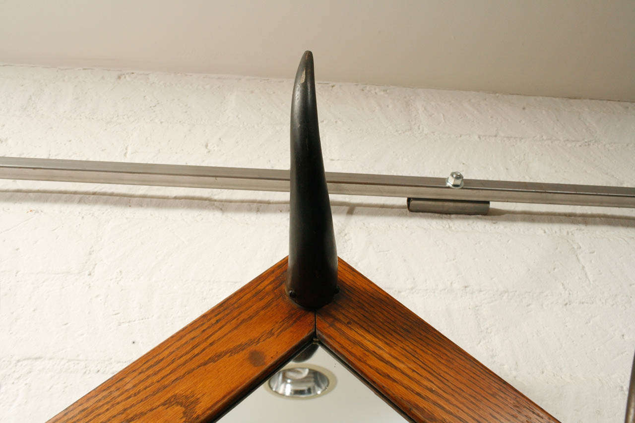 20th Century American Horn Hat Rack with Mirror For Sale