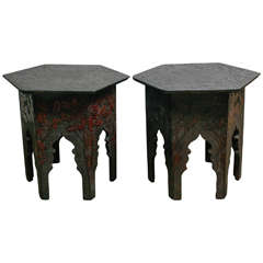 Antique Pair 19th Century Wooden Hexagonal Side/Coffee Tables