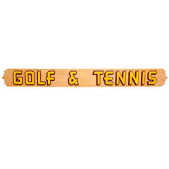 Vintage American Mid-Century Wooden Sign: Golf & Tennis