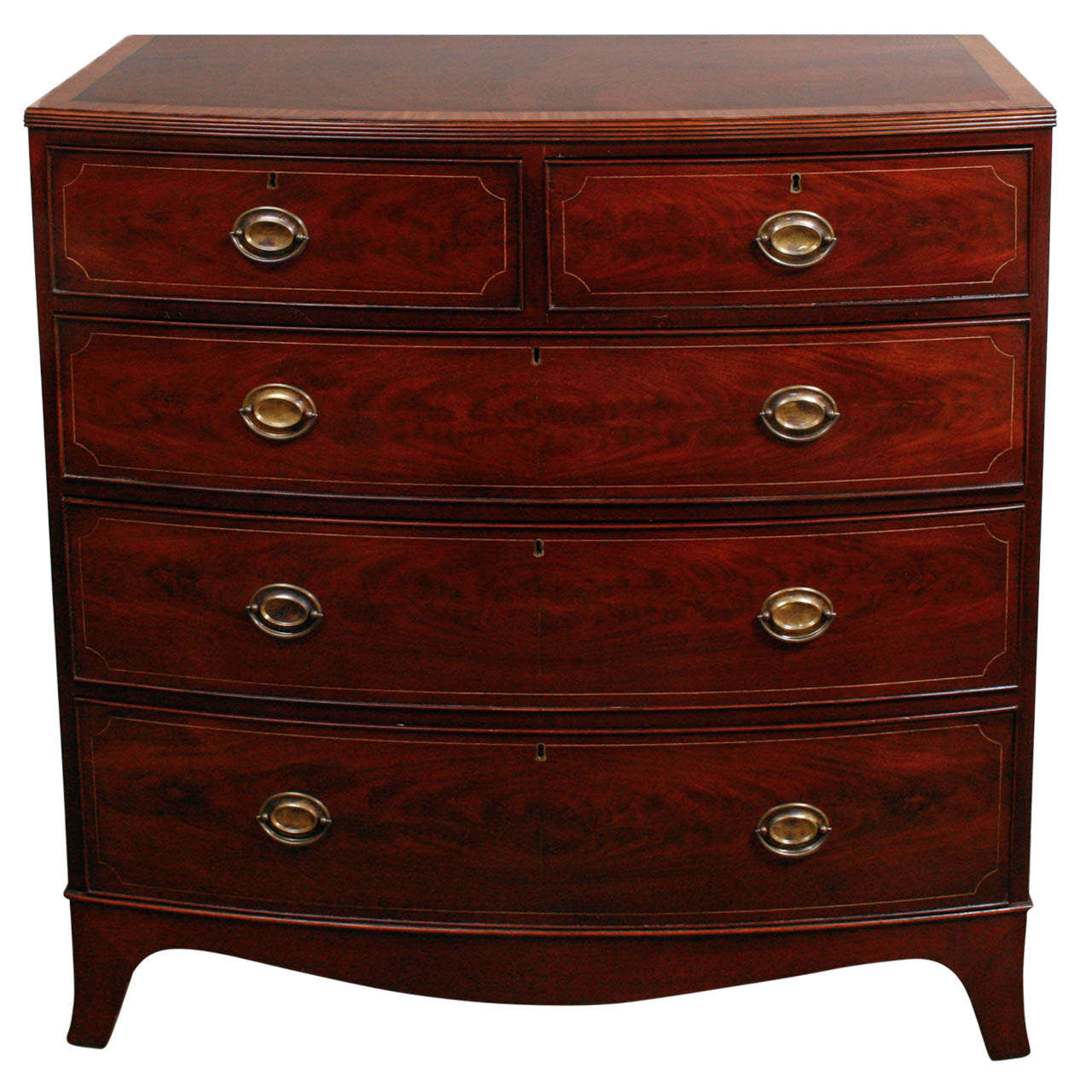 Late Mahogony Bow Front Chest of Drawers For Sale at 1stDibs