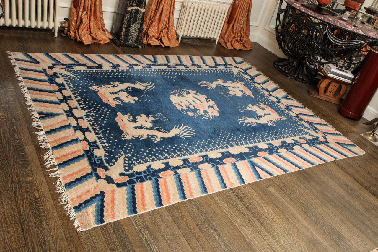 19th Century Antique Chinese Dragon Carpet