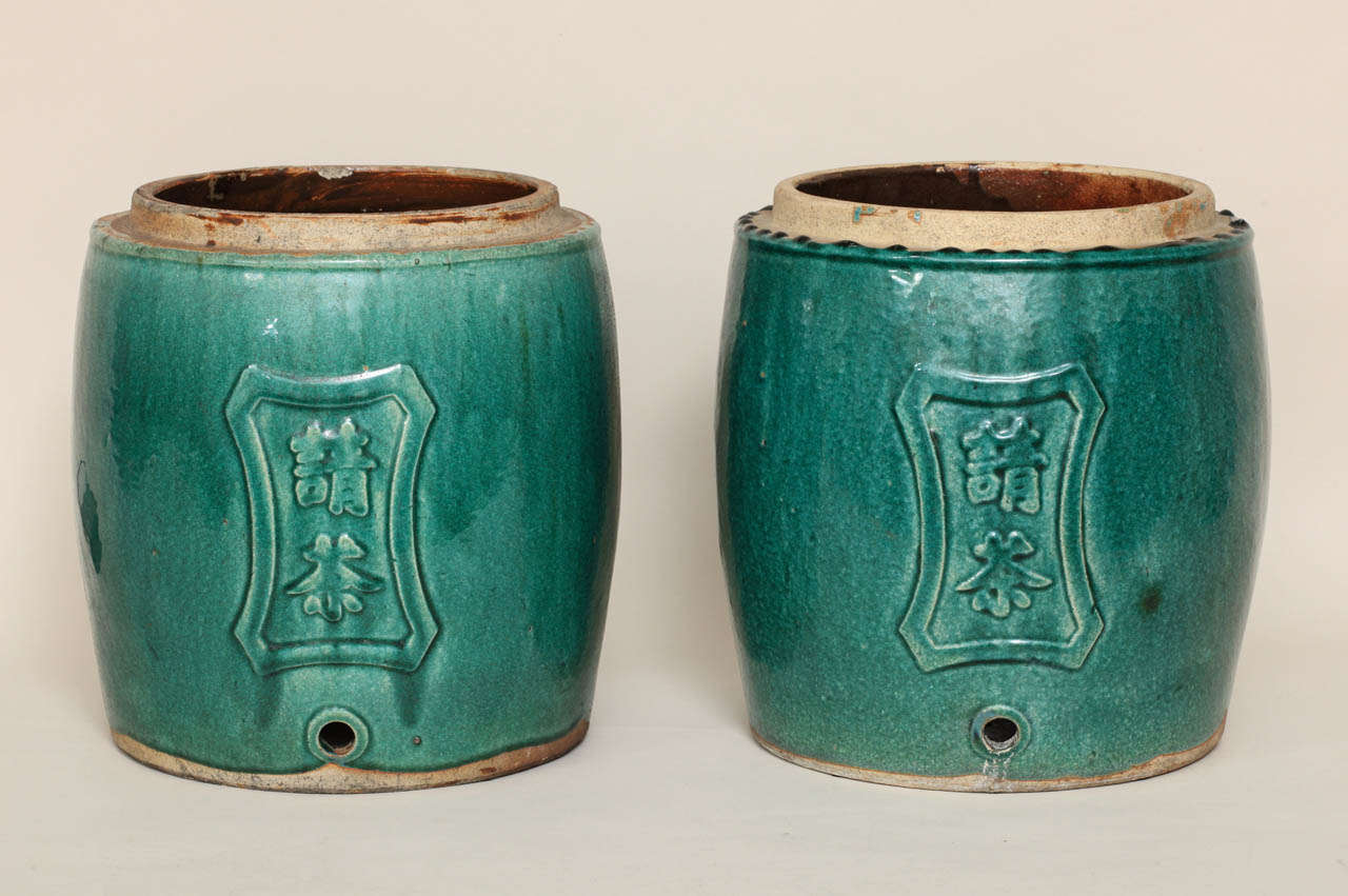 Pair of 19th Century Chinese Turquoise Glazed Jardineres / Planters In Good Condition In New York, NY