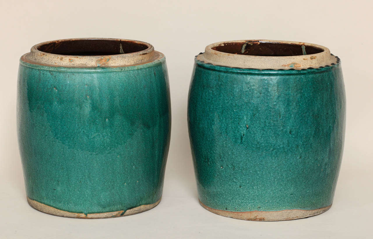 Pair of 19th Century Chinese Turquoise Glazed Jardineres / Planters 4