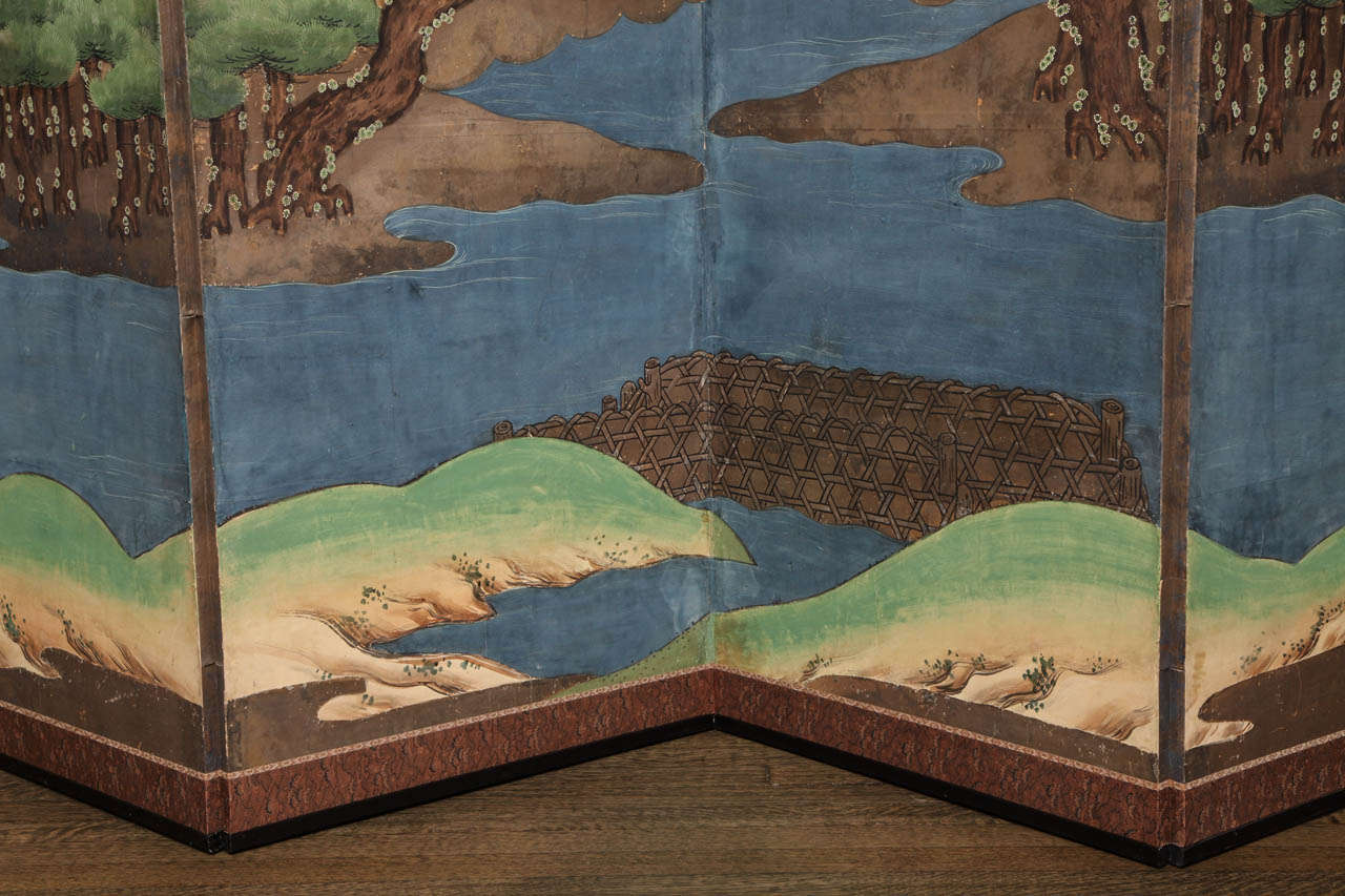 Edo Period (1603-1868) Hammamatsu Japanese Six-Fold Standing Screen In Excellent Condition In New York, NY