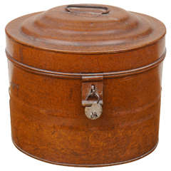 Antique English Metal Hat Box with Lock