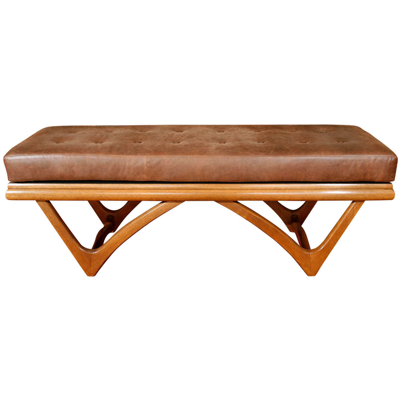 Leather Tufted Bowtie Bench by Adrian Pearsall