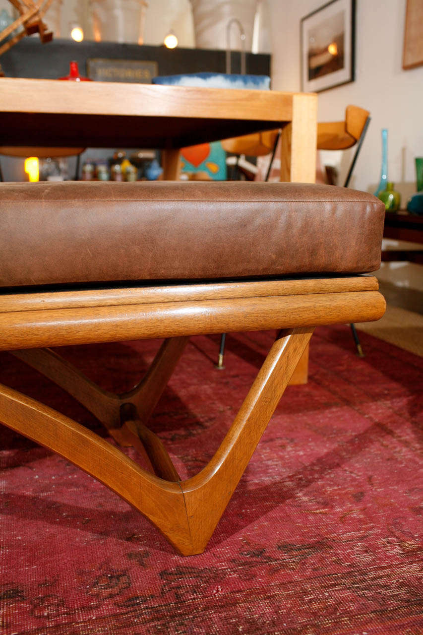 Leather Tufted Bowtie Bench by Adrian Pearsall 1
