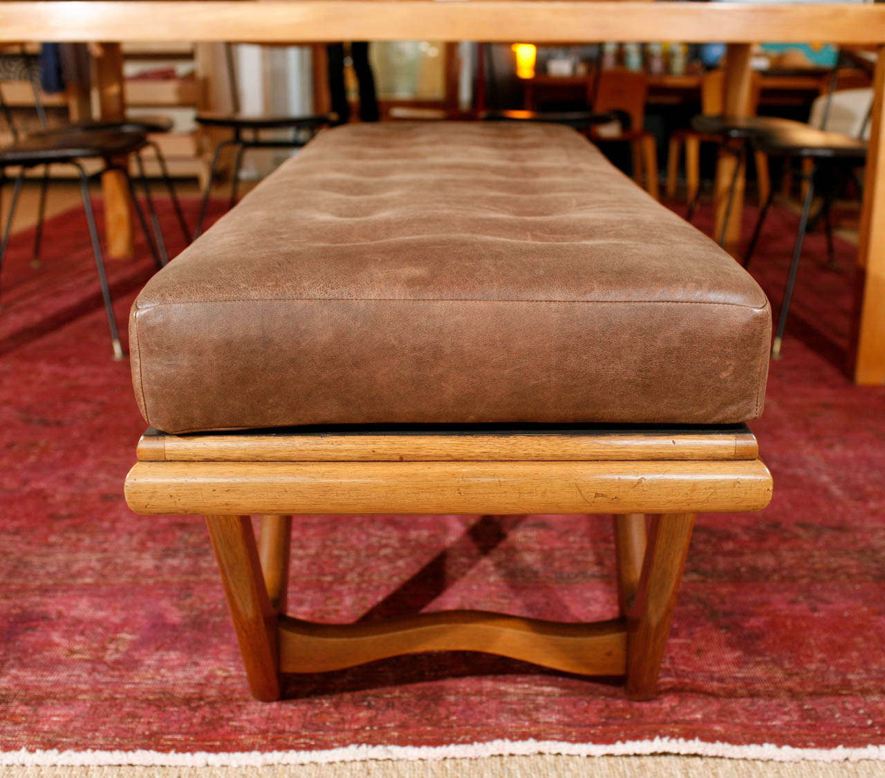 Leather Tufted Bowtie Bench by Adrian Pearsall 2