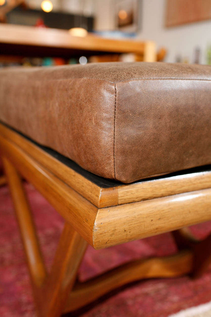 Leather Tufted Bowtie Bench by Adrian Pearsall 3