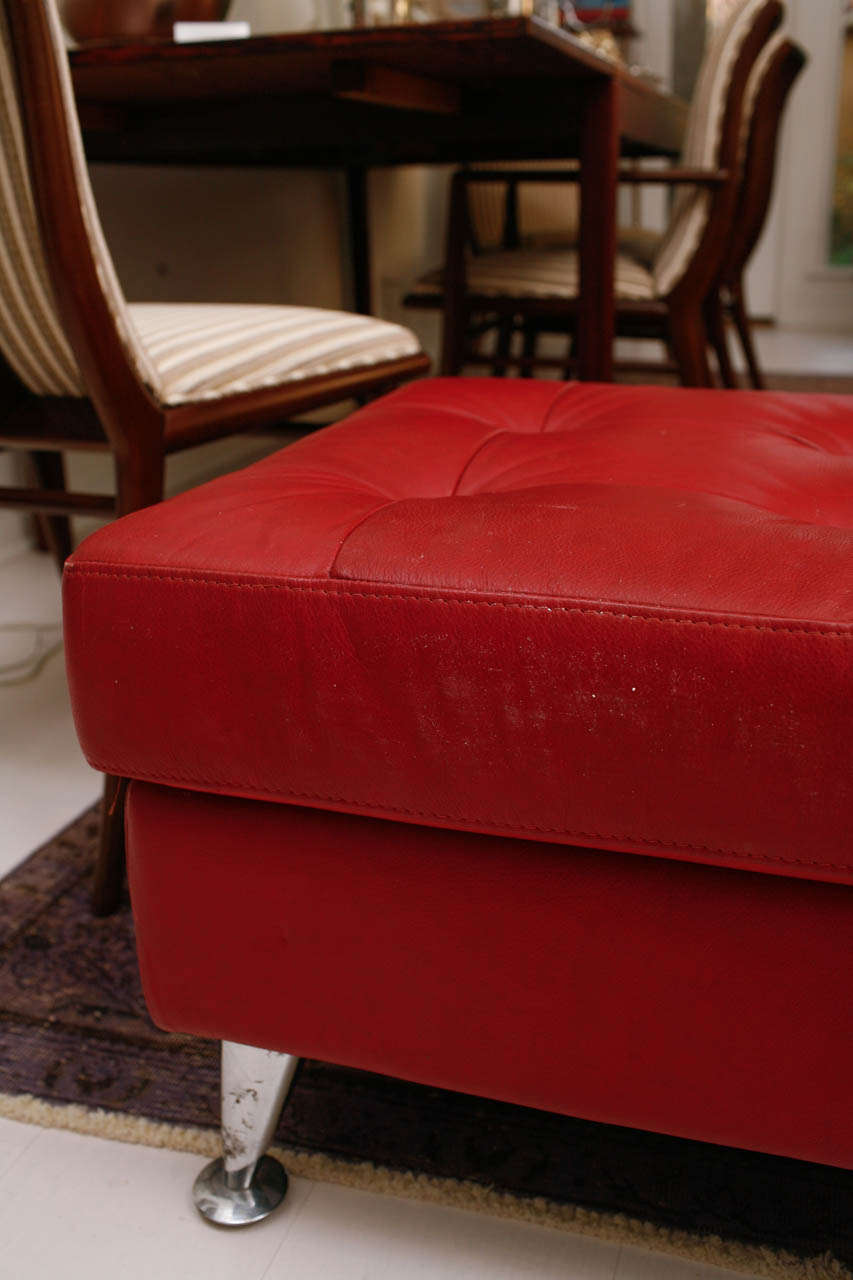 red leather benches
