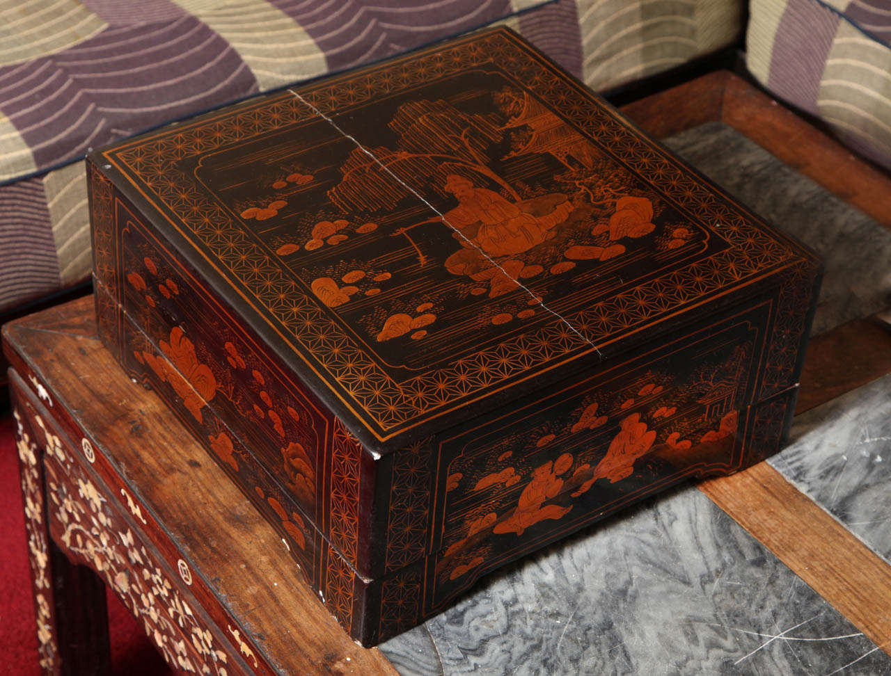 Lacquer Chinese Covered Snack Box