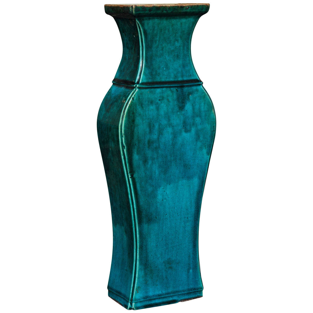 Antique Chinese deep turquoise vase For Sale