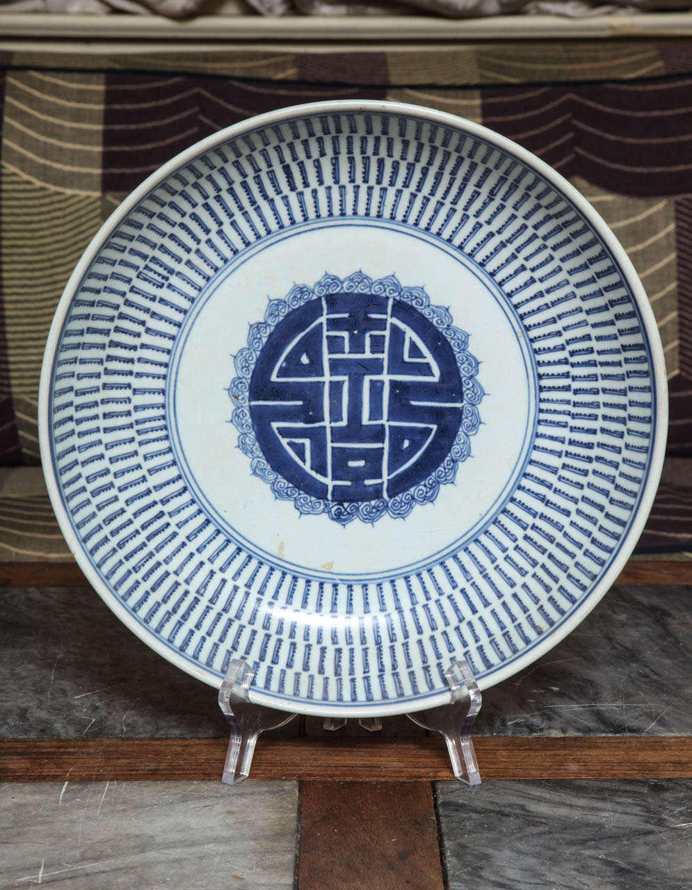 A wonderful antique blue and white dish with 
