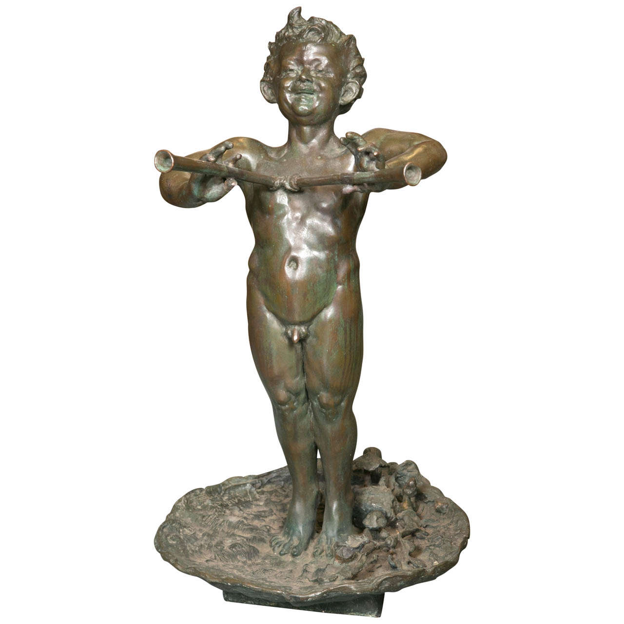Signed Antique Statue Bronze Boy With Flutes For At 1stdibs Signed Antique Statue Bronze Boy With Flutes For