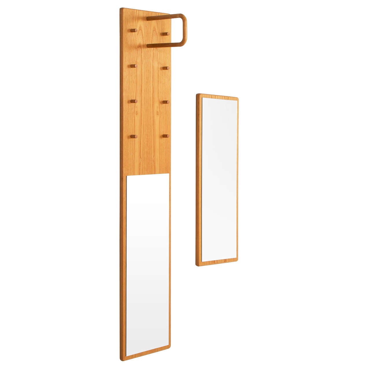 Set of Two Swedish Rectangular Shaped Mirrors with Coat Stand