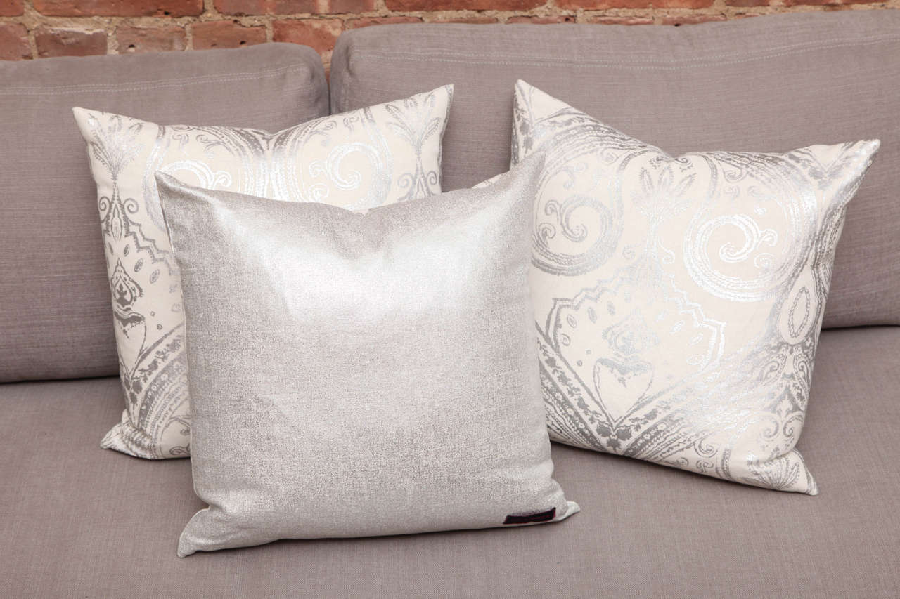 Custom-Made Hand-Painted Metallic Pillows For Sale 3