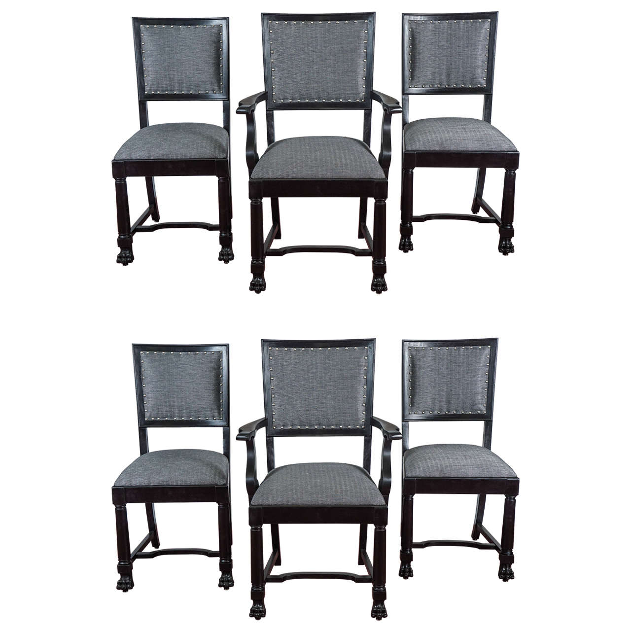 Ebonized Arts and Crafts Style Dining Chairs For Sale