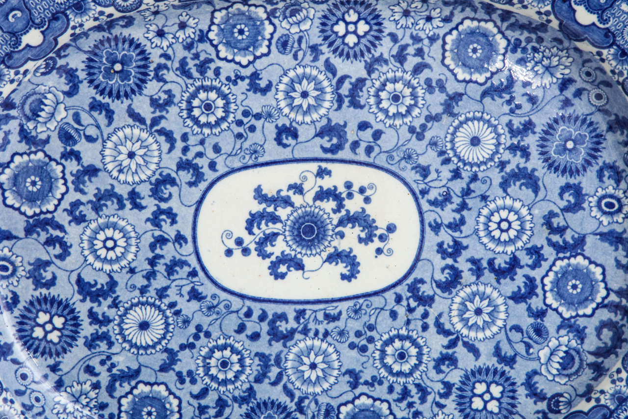An early 19th century English blue and white transfer-printed platter