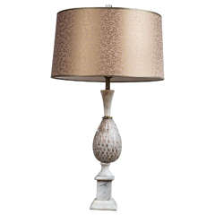 Large Murano Table Lamp with Gold Inclusions and Custom Shade, circa 1960