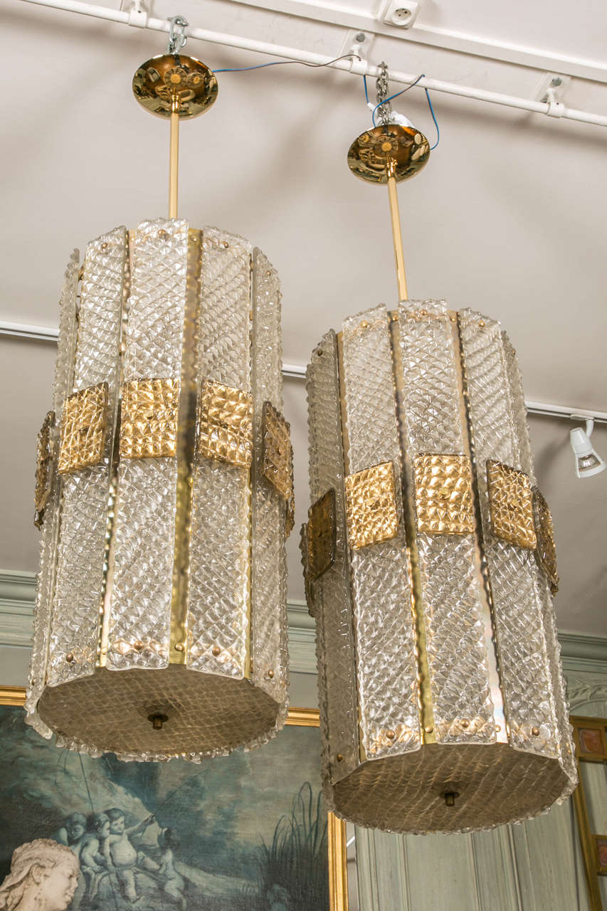 Late 20th Century Beautiful Pair of Murano Glass Lanterns